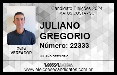 Candidato JULIANO GREGORIO 2024 - MATOS COSTA - Eleições