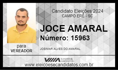 Candidato JOCE AMARAL 2024 - CAMPO ERÊ - Eleições