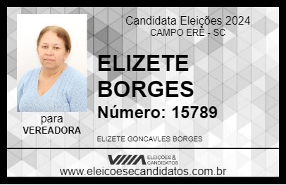 Candidato ELIZETE BORGES 2024 - CAMPO ERÊ - Eleições