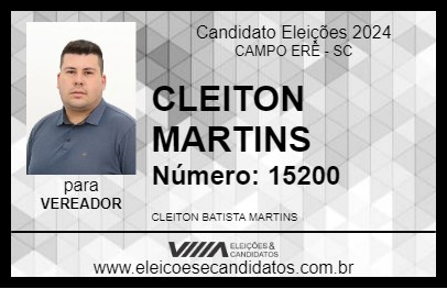 Candidato CLEITON MARTINS 2024 - CAMPO ERÊ - Eleições