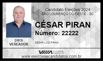 Candidato CÉSAR PIRAN 2024 - SÃO LOURENÇO DO OESTE - Eleições