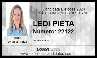 Candidato LEDI PIETA 2024 - SÃO LOURENÇO DO OESTE - Eleições