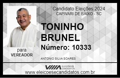 Candidato TONINHO BRUNEL 2024 - CAPIVARI DE BAIXO - Eleições