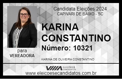 Candidato KARINA CONSTANTINO 2024 - CAPIVARI DE BAIXO - Eleições