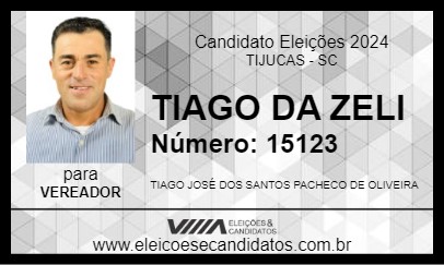 Candidato TIAGO DA ZELI 2024 - TIJUCAS - Eleições