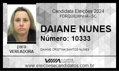 Candidato DAIANE NUNES 2024 - FORQUILHINHA - Eleições