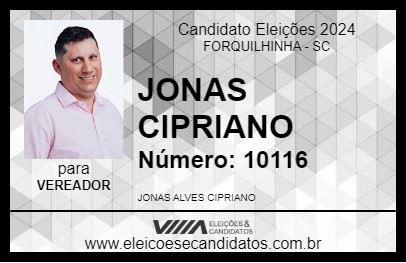 Candidato JONAS CIPRIANO 2024 - FORQUILHINHA - Eleições