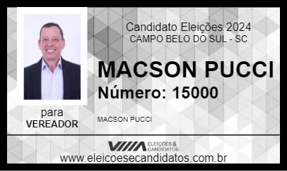 Candidato MACSON PUCCI 2024 - CAMPO BELO DO SUL - Eleições