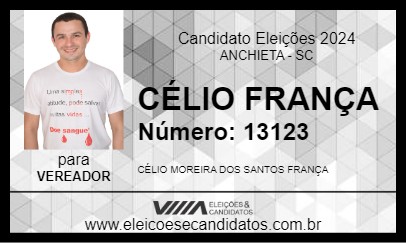 Candidato CÉLIO FRANÇA 2024 - ANCHIETA - Eleições