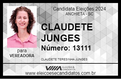 Candidato CLAUDETE JUNGES 2024 - ANCHIETA - Eleições