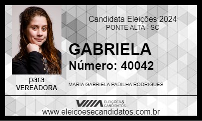 Candidato GABRIELA 2024 - PONTE ALTA - Eleições