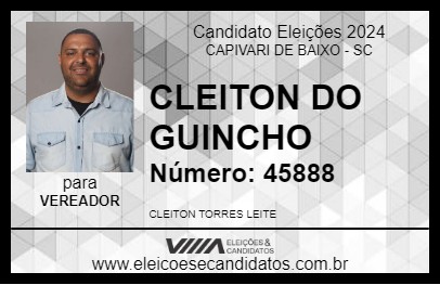 Candidato CLEITON DO GUINCHO 2024 - CAPIVARI DE BAIXO - Eleições