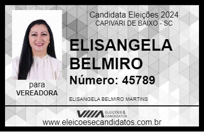 Candidato ELISANGELA BELMIRO 2024 - CAPIVARI DE BAIXO - Eleições