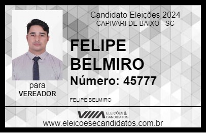 Candidato FELIPE BELMIRO 2024 - CAPIVARI DE BAIXO - Eleições