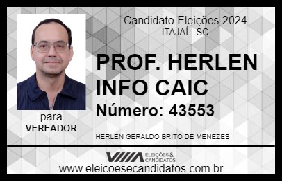 Candidato PROF. HERLEN INFO 2024 - ITAJAÍ - Eleições