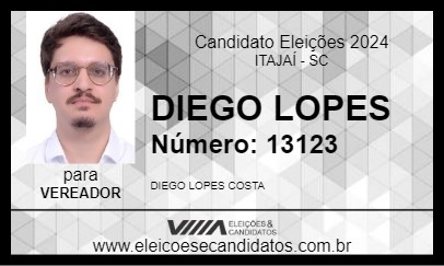 Candidato DIEGO LOPES 2024 - ITAJAÍ - Eleições