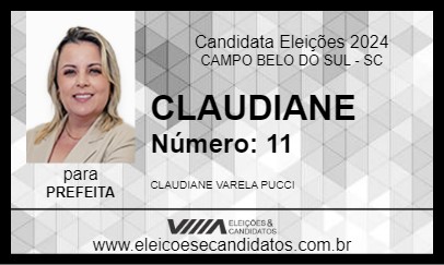 Candidato CLAUDIANE 2024 - CAMPO BELO DO SUL - Eleições