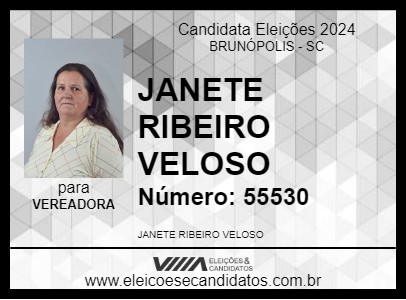 Candidato JANETE RIBEIRO VELOSO 2024 - BRUNÓPOLIS - Eleições