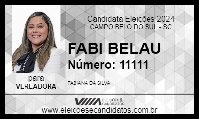 Candidato FABI BELAU 2024 - CAMPO BELO DO SUL - Eleições