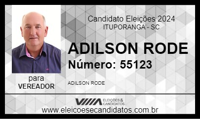 Candidato ADILSON RODE 2024 - ITUPORANGA - Eleições