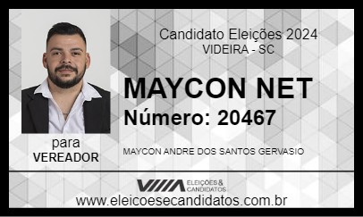 Candidato MAYCON NET 2024 - VIDEIRA - Eleições