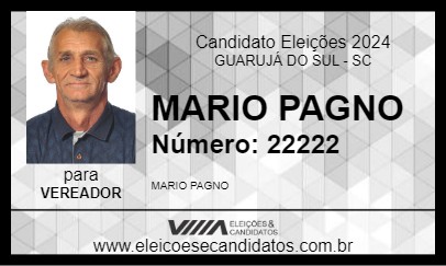 Candidato MARIO PAGNO 2024 - GUARUJÁ DO SUL - Eleições