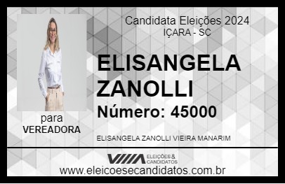 Candidato ELISANGELA ZANOLLI 2024 - IÇARA - Eleições