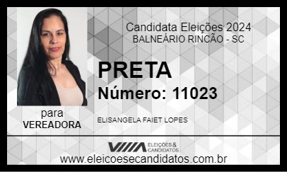 Candidato PRETA 2024 - BALNEÁRIO RINCÃO - Eleições