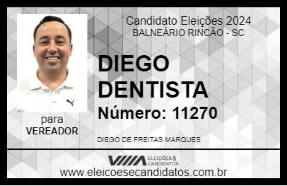 Candidato DIEGO DENTISTA 2024 - BALNEÁRIO RINCÃO - Eleições