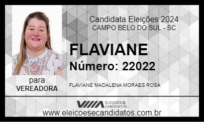 Candidato FLAVIANE 2024 - CAMPO BELO DO SUL - Eleições