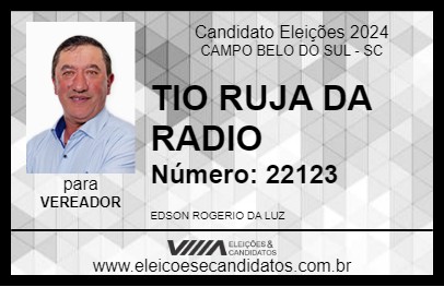 Candidato TIO RUJA DA RADIO 2024 - CAMPO BELO DO SUL - Eleições