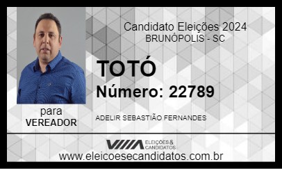 Candidato TOTÓ 2024 - BRUNÓPOLIS - Eleições