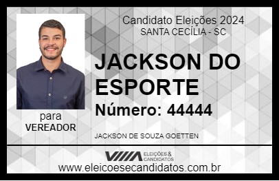 Candidato JACKSON DO ESPORTE  2024 - SANTA CECÍLIA - Eleições