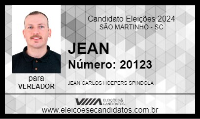 Candidato JEAN HOEPERS ESPINDOLA 2024 - SÃO MARTINHO - Eleições