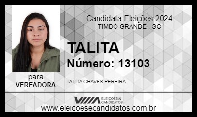 Candidato TALITA 2024 - TIMBÓ GRANDE - Eleições