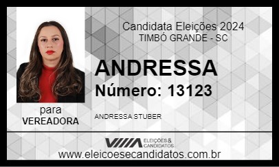 Candidato ANDRESSA  2024 - TIMBÓ GRANDE - Eleições