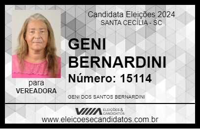 Candidato GENI BERNARDINI 2024 - SANTA CECÍLIA - Eleições