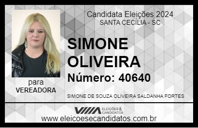 Candidato SIMONE OLIVEIRA 2024 - SANTA CECÍLIA - Eleições