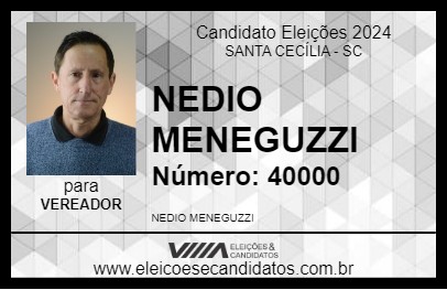 Candidato NEDIO MENEGUZZI 2024 - SANTA CECÍLIA - Eleições