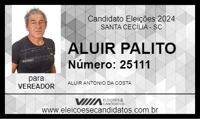 Candidato ALUIR PALITO 2024 - SANTA CECÍLIA - Eleições