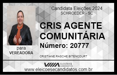 Candidato CRIS AGENTE COMUNITÁRIA 2024 - SCHROEDER - Eleições