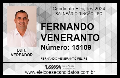 Candidato FERNANDO VENERANTO  2024 - BALNEÁRIO RINCÃO - Eleições