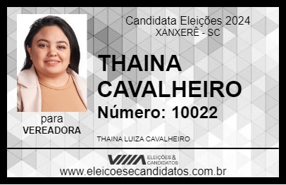 Candidato THAINA CAVALHEIRO 2024 - XANXERÊ - Eleições