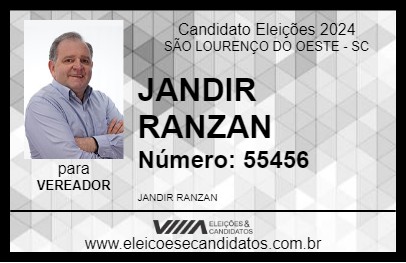 Candidato JANDIR RANZAN 2024 - SÃO LOURENÇO DO OESTE - Eleições