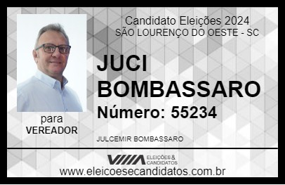 Candidato JUCI BOMBASSARO 2024 - SÃO LOURENÇO DO OESTE - Eleições