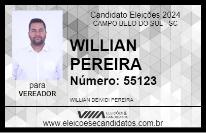 Candidato WILLIAN PEREIRA 2024 - CAMPO BELO DO SUL - Eleições