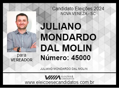 Candidato JULIANO MONDARDO DAL MOLIN 2024 - NOVA VENEZA - Eleições