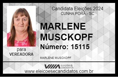 Candidato MARLENE MUSCKOPF 2024 - CUNHA PORÃ - Eleições