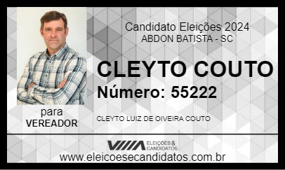 Candidato CLEYTO COUTO 2024 - ABDON BATISTA - Eleições