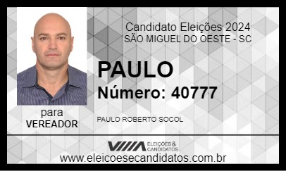 Candidato PAULO ROBERTO SOCOL 2024 - SÃO MIGUEL DO OESTE - Eleições